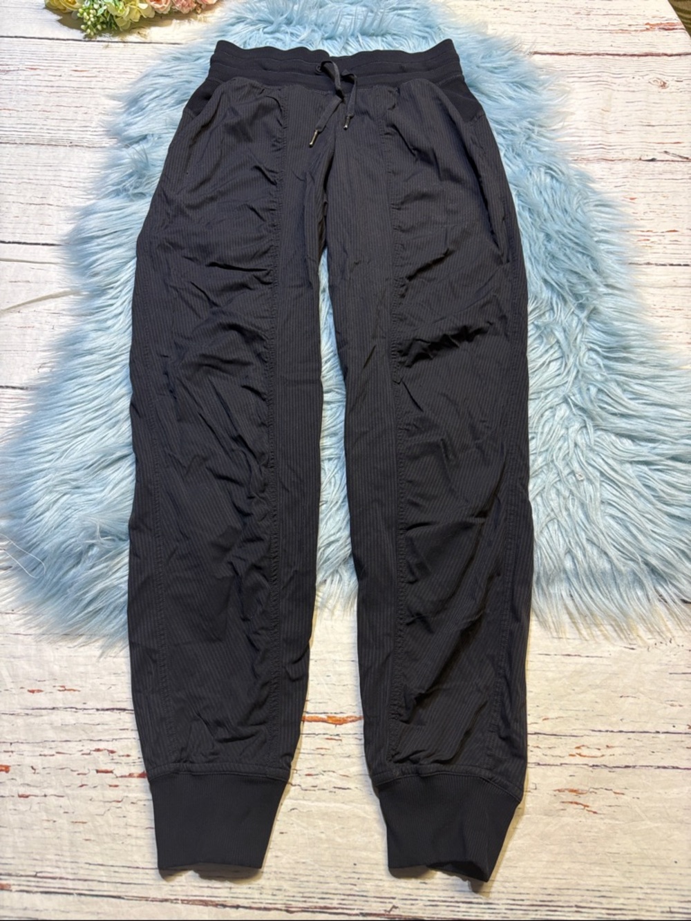lululemon athletica Black Ribbed-Texture Jogger Pants